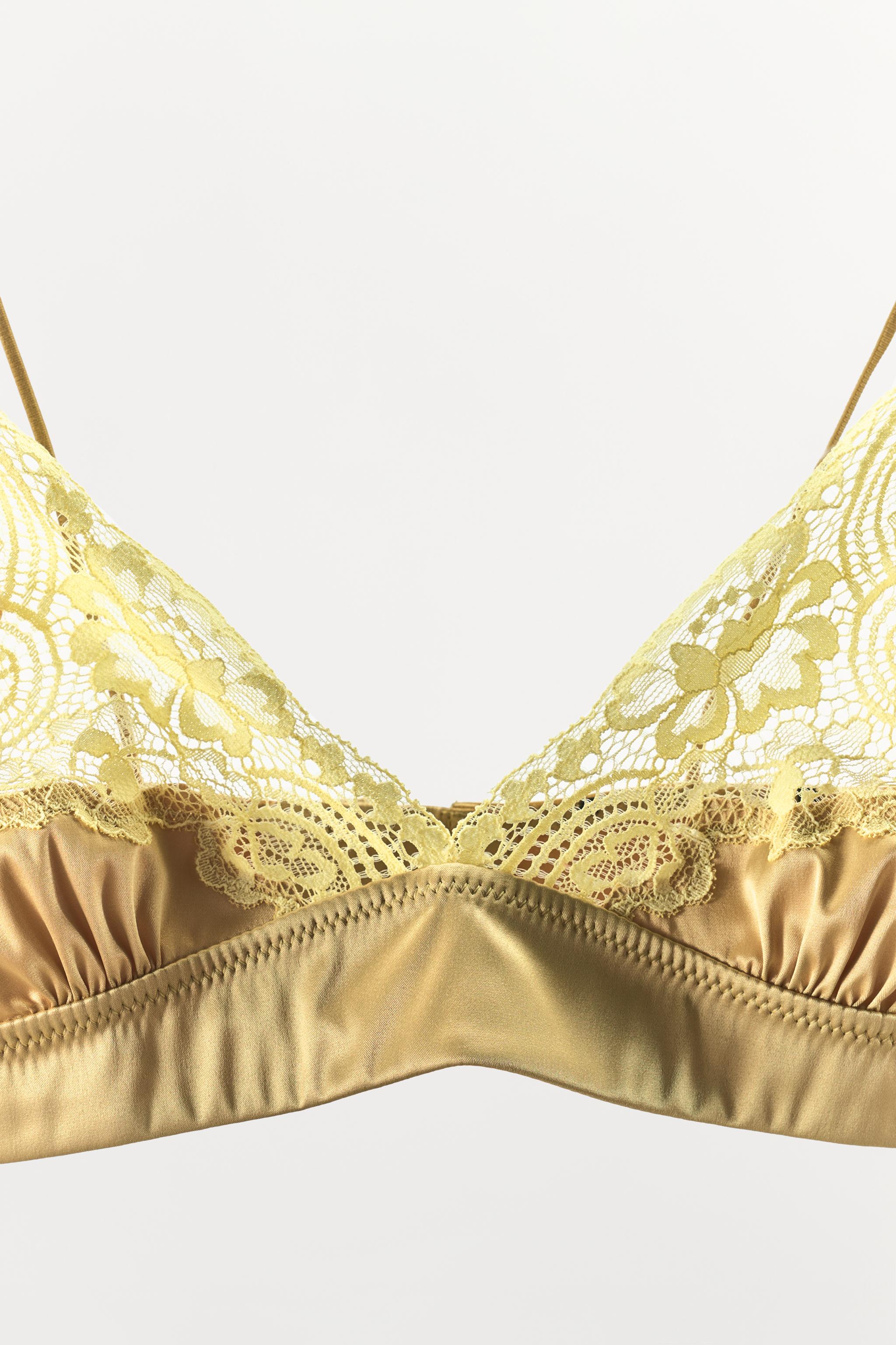SATIN EFFECT LACE TRIANGLE BRA